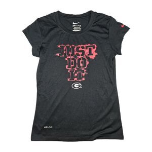 Girls Nike DriFit Georgia Bulldogs UGA Short Sleeve T Shirt Black Medium New